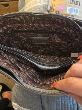 Shyanne Brown Shoulder Bag with Silver Zipper